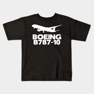 Boeing B787-10 Silhouette Print (White) Kids T-Shirt